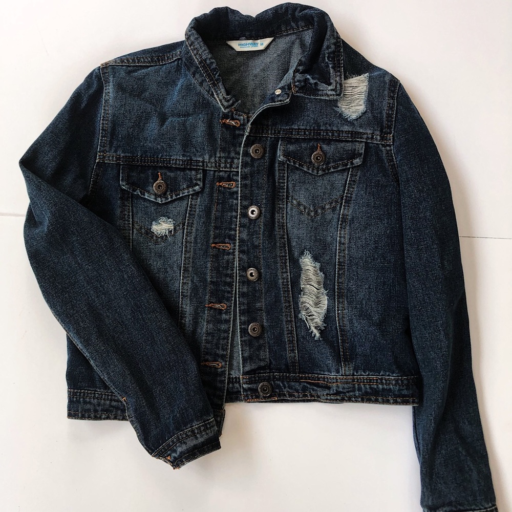 Distressed Cropped Denim Jacket
